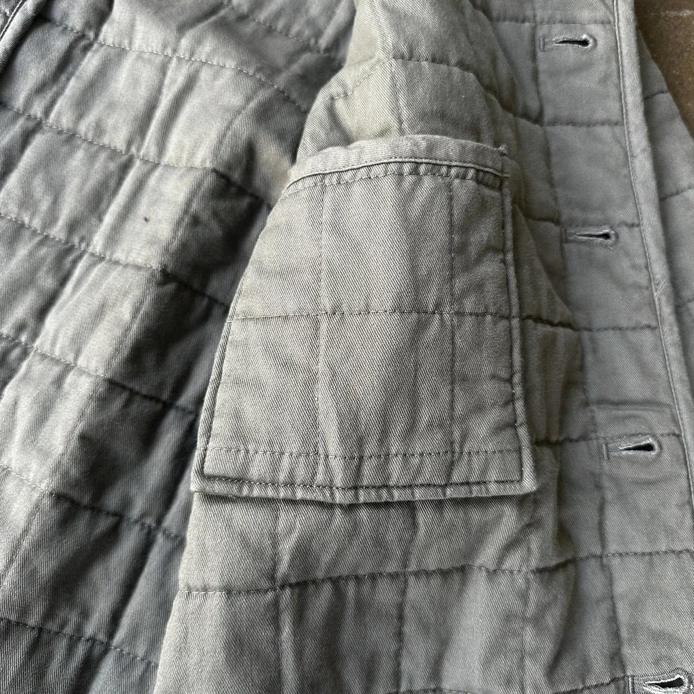 Alex Crane Quilted Kite Jacket Mens M Green Button Chore Coat Organic Cotton